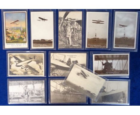 Postcards, Bournemouth Aviation, 12 cards to include 1910 Centenary Fete, Graham White 1910 (2), Leon Morane 1910, Moraner In