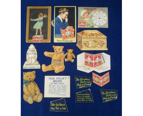 Trade cards, Peek Frean, collection of 14 novelty &amp; die-cut advertising cards including Magic Square Puzzle Game, 3 mecha