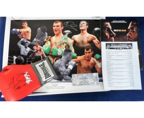 Boxing memorabilia, Joe Calzaghe, selection, a Lonsdale Boxing Glove signed in black marker with further '46-0' boxing record