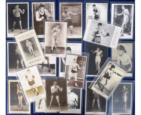 Postcards, Boxing, a boxing selection of 21 cards, inc. RPs of Tom Heeney, La Barba, Harry 'Kid' Farlo, Gus Lesnevigh (World 
