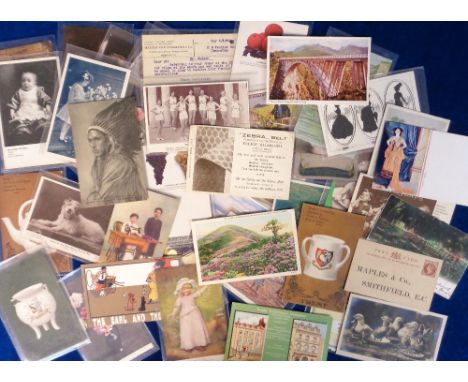 Postcards, Advertising, a selection of 36 cards inc. animal feed, plants (Suttons), light bulbs, theatre, pottery, CWS, David
