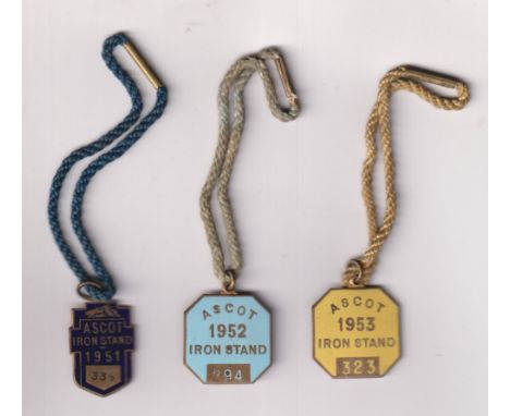 Horseracing enamel badges, Royal Ascot Iron Stand, believed to be a stand designated for Divorcees who previously used to att