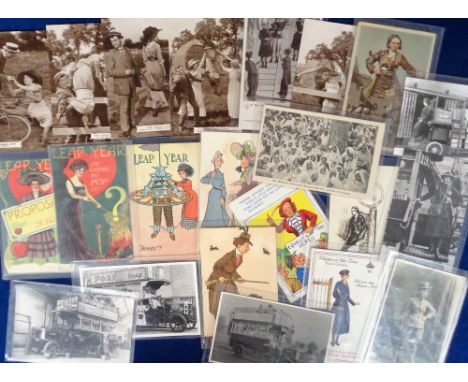 Postcards, Feminism, a collection of 17 cards to include Tuck's Oilette 'Women In Wartime Ticket Collector', Exhibition of Si