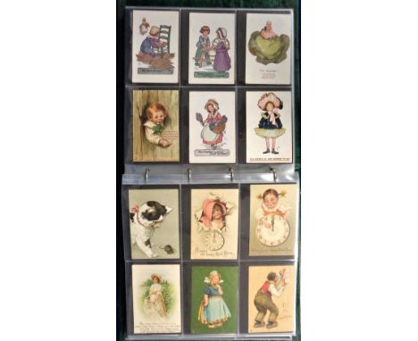 Postcards, a modern album of approx. 248 illustratede cards of children, comic, animals etc. Artists and themes include Shand