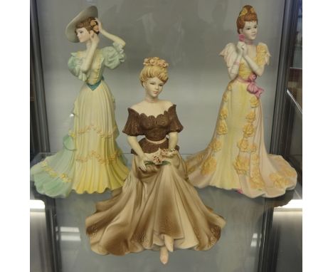 A collection of 13 porcelain figurines comprising Royal Worcester (3), Royal Doulton (5), Coalport  (4) and another.