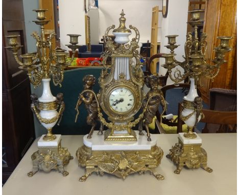 Reproduction clock garniture set, Imperial height 60cm with service receipt 2013 for £300