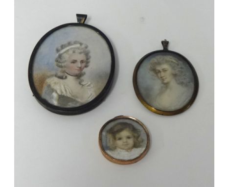 Three 19th century and later portrait miniature paintings.
