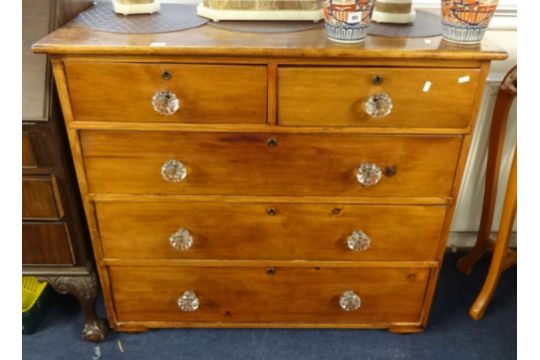 A Victorian Stained Pine Chest Fitted With Five Drawers And Glass