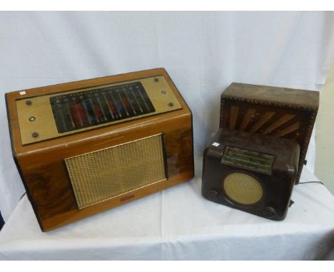 Yesterday's World Museum Electrical Store - a Bush bakelite radio, a large walnut cased Cambridge International radio and an 