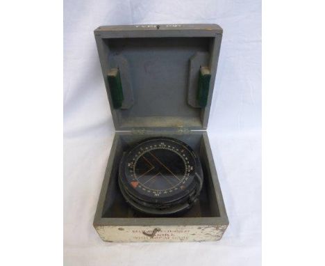 A cased compass, type P10, no. 61377, by repute from a Spitfire.