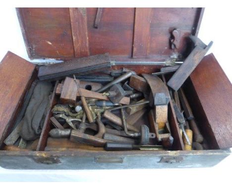 A 19th Century tool chest with a good selection of tools, many named. 