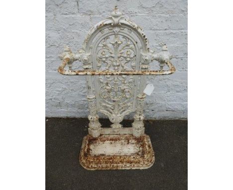 A Victorian white painted cast iron stick stand. 