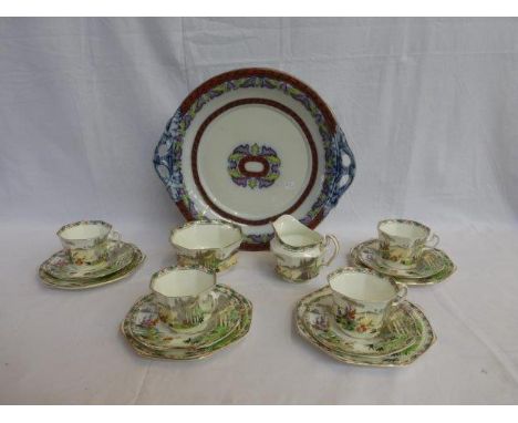 An Abbey bone china octagonal tea service and a Victorian tureen stand.