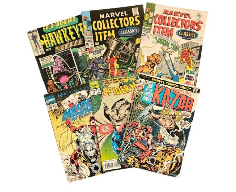 Comics, collection variety of 6 Marvel Comics, 3 signed Jack Kirby, Stan Lee plus other Dedicated KA-ZAR Spider man, Daredevi