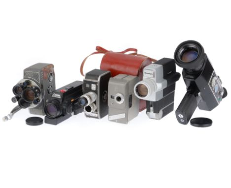 to include a Sankyo Super 5cm, untested, a Yashica 8-E III, with three lenses, motor runs, a Paillard B-8, untested, a Yashic