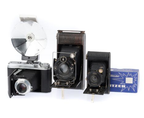 comprising a Zeiss Ikon Cocarette, body G, opens and folds correctly, shutter works, a Voigtlander Perkeo 1, body G, opens an