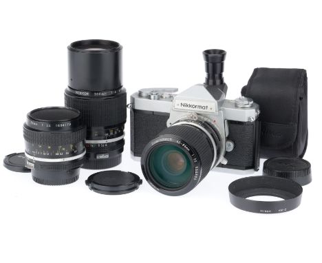 silver, body G-VG, shutter working, viewfinder clean &amp; clear, with Nikon right angle finder attachment, together with a Z