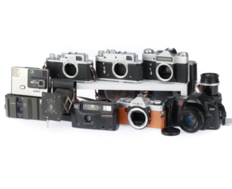 to include a Yashica 300, shutter working, a Minolta XG-1, brown leatherette, untested, a Zorki 4, shutter working, a Zenit-E