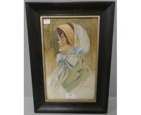 T. Fisher, portrait of a lady, watercolour, 1910 