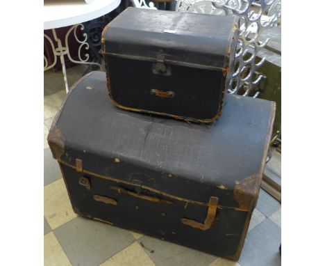 A vintage fitted dome topped trunk