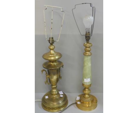 An onyx table lamp and one other 