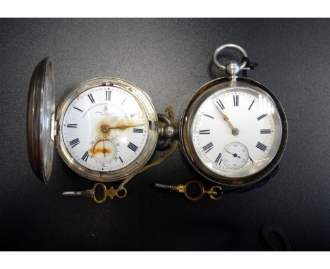 TWO VICTORIAN SILVER CASED POCKET WATCHESthe first a half-hunter marked for 'John Forrest Chronometer Maker to the Admiralty 