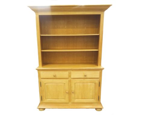 DUTCH OAK DINING ROOM SUITEcomprising a circular top table, raised on pedestal and quatrofoil supports, the top 149cm diamete