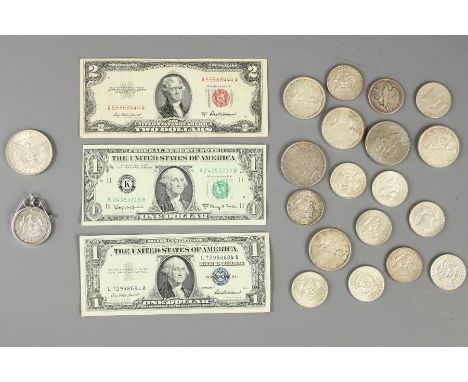 Miscellaneous Silver and American Coinage, 1888 Liberty Dollar, 1922 Morgan Dollar, 1972 Liberty Dollar, eight 1964 Kennedy h