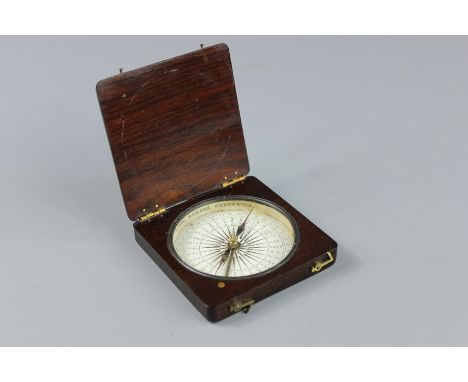 A Rosewood Hudson &amp; Son Greenwich Compass, approx 8 x 8 cms, with blued markers.&nbsp;