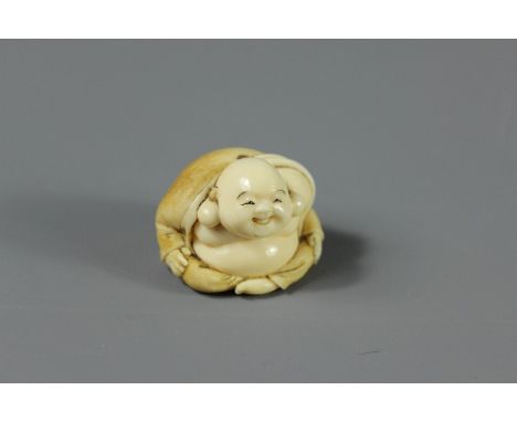 A 19th Century Japanese Ivory Netsuke, fine carved seated buddha, approx 35 x 15 mm&nbsp;