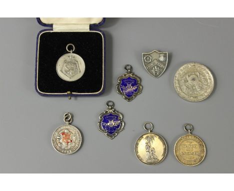 Miscellaneous Silver Coins, including Army Temperance Medal India dated 1807, St Georges School Good Conduct medal 1899, misc