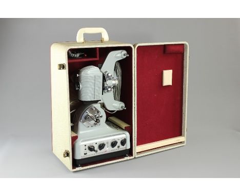 A CIRSE Italian 8mm Projector; the projector with sound complete with carry case and loud speaker. (Not electrically tested).