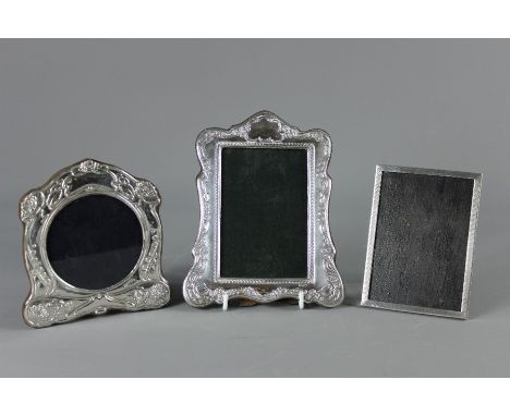 Three 20th Century Silver Photo Frames, this lot includes an Art Nouveau-style frame, Birmingham hallmark, mm Robert Carr app