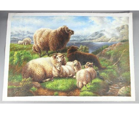 A Collection of Oil Paintings on Canvas; the paintings depict various subjects including a Collie Dog, a Young Puppy, Sheep o