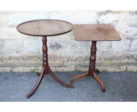 Two Small Wine Tables, the first square-top approx 54 x 48 x 66 cms, and the other round topped approx 60 cms dia x 74 cms, b