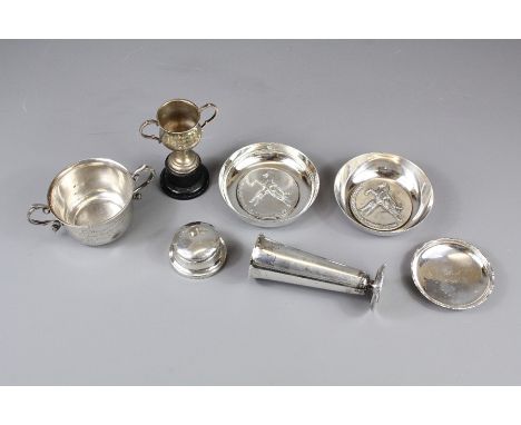 Miscellaneous Silver, including a trinket dish and cover approx 6 x 3.5 cms, together with a silver bud vase Birmingham hallm