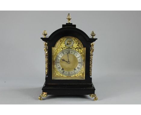 A Late 19th Century Ebonized Winterhalder and Hofmeier Eight Day Bracket Clock. The clock having a gilt brass and brushed ste