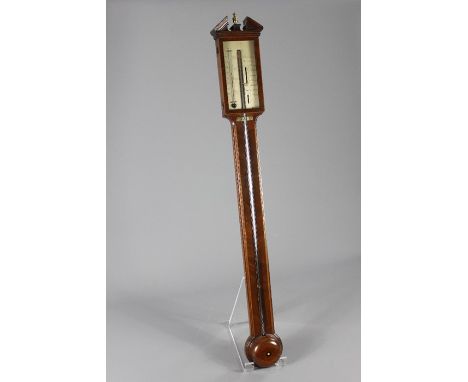 A Georgian Mahogany Stick Barometer; the barometer approx 97 cms l, JB le Roy Guernsey.