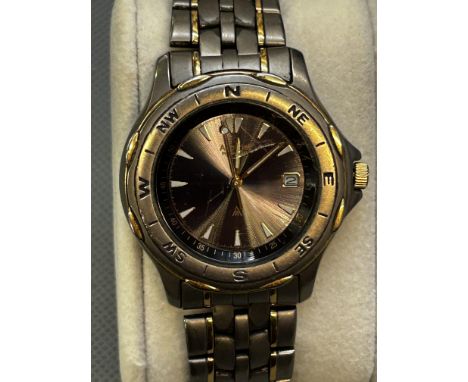 Accurist titanium perpetual solar powered watch with cross haired dial, date & compass bezel 