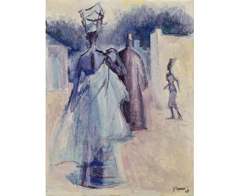 Gerard Sekoto (South African, 1913-1993)Senegalese Street Scene  signed and dated 'G Sekoto/ 67' (lower right)oil on canvas 6