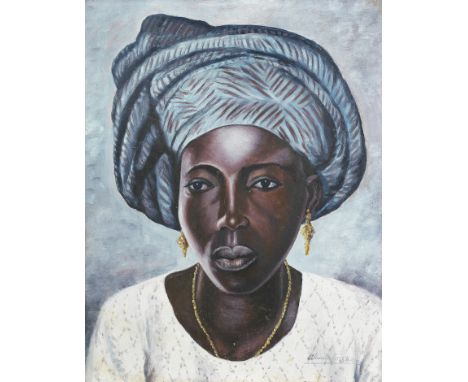 Akinola Lasekan (Nigerian, 1921-1972)Portrait of a Yoruba Lady signed 'Akinola Lasekan' (lower right); bears inscription 'Oni