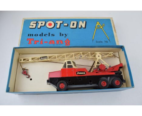 Boxed Tri-ang Spot-On Jones KL 10/10 Mobile Crane with original operating instructions and cardboard liner.  Die-cast in ligh