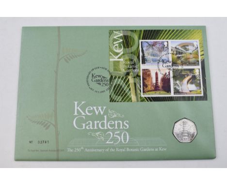 Royal Mint 2009 Kew Gardens 250th Anniversary 50 pence coin first day cover.  