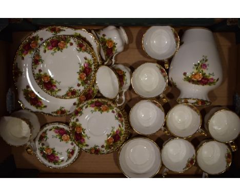 A collection of Royal Albery Old Country Roses tea ware to include 8 cups, 8 saucers, 6 side plates, 2 pin trays, 1 coffee mu