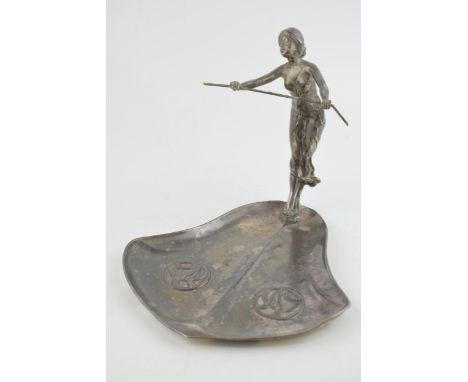 WMF 'Württembergische Metallwarenfabrik' Art Nouveaux pewter, tray with lady figure, marked WMF to base with model number 247
