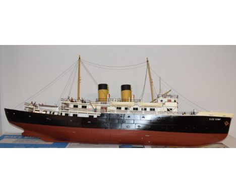 Model Boat, Kit built model of the 'Glen Sanno', dual funnel passenger ferry. Detailed rigging and passengers. lifeboats and 