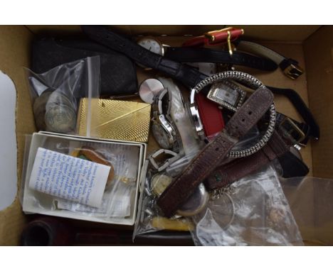 Small job lot of assorted ladies &amp; gents watches including vintage Avia, various silver coins /silver mounts, Nidor Vibro