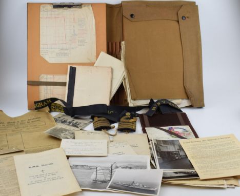 A collection of military items to include map case containing War Department sheet maps of Anglesey, photographs of soldiers,