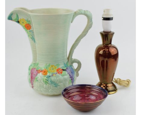 A Carlton Ware jug c1930s together with a Carlton Ware bowl and Rouge Royale lamp base. (3)  In good original condition free 
