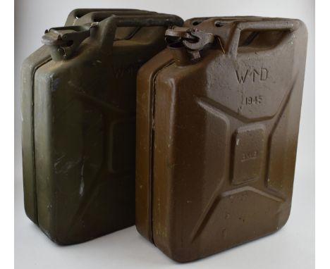 A pair of World War Two British Army jerry cans, both dated 1945, 46cm tall (2).  